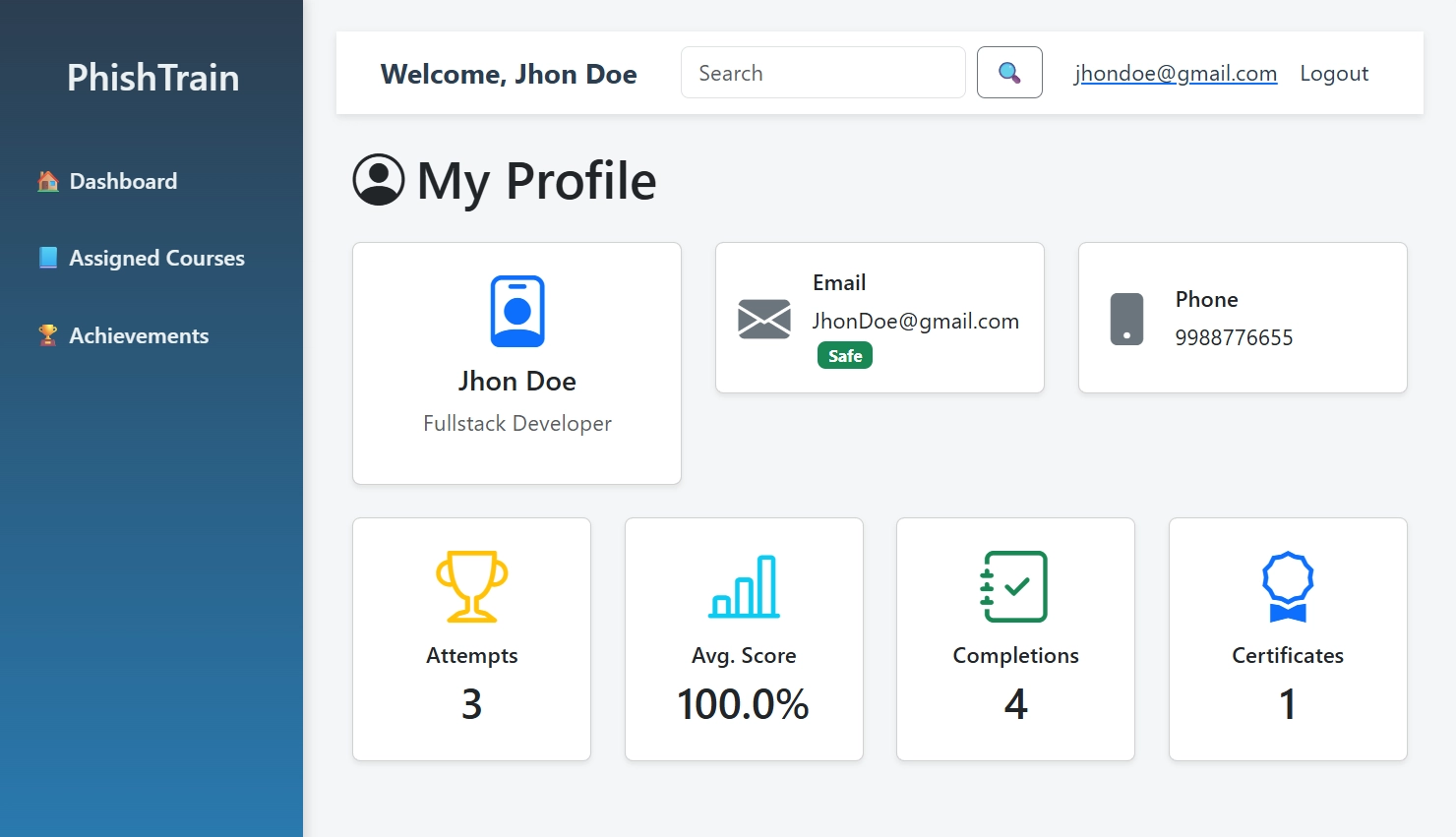 Training Portal Feature