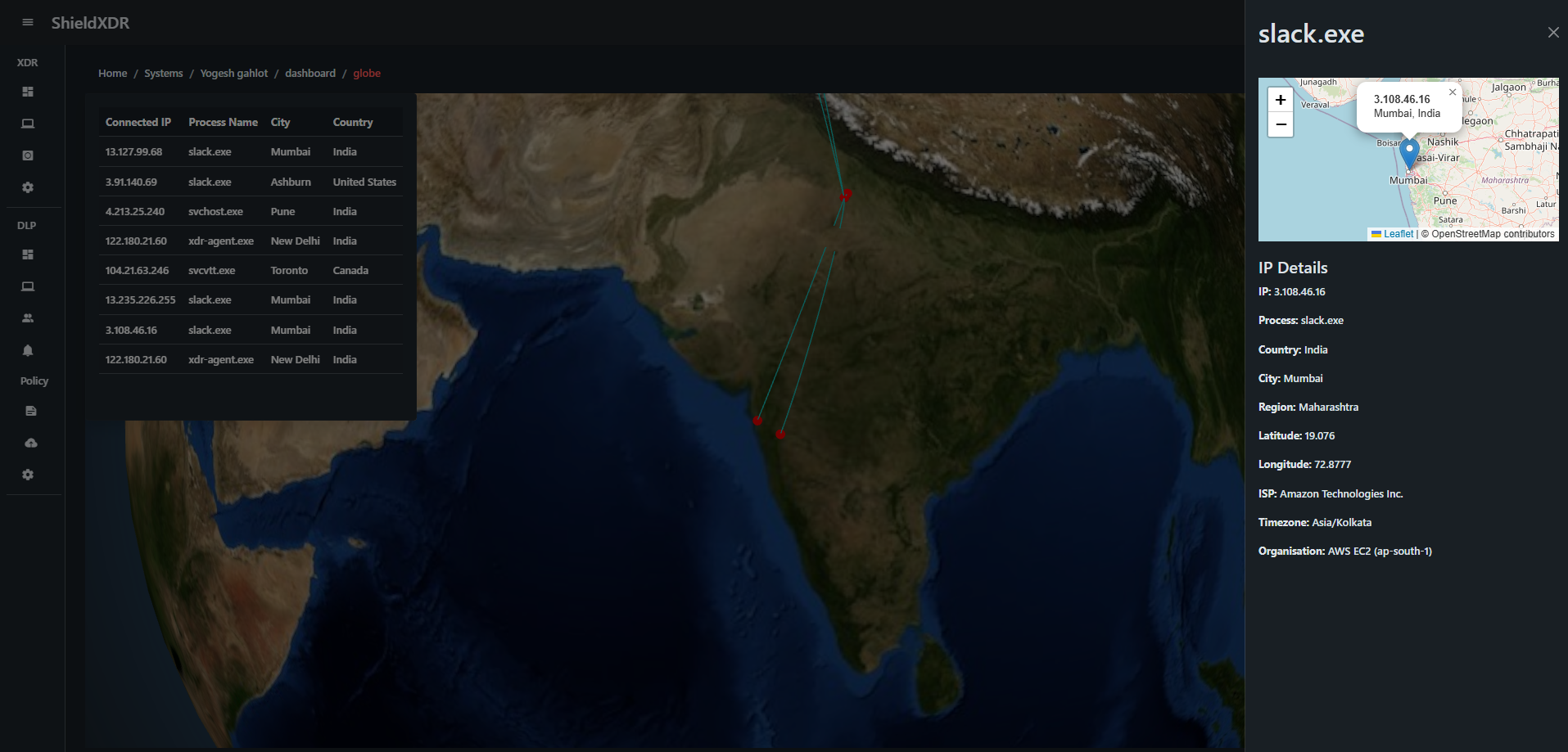 IP Traffic Map Global View